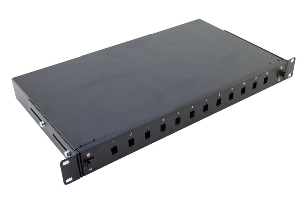 Empty 1U patch panel with LC front panel